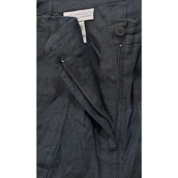 Real Comfort Womens Size 10 Wide Leg 100% Linen Cargo Pant Black LAGENLOOK - Picture 7 of 7